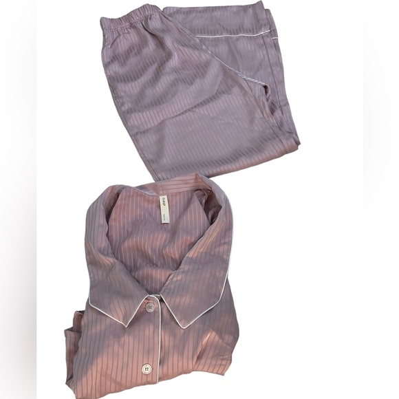 NAP The Lazy Cat Pajama Set Loungewear Vivid Pink SZ S Crop Top Wide Leg Silky - Picture 4 of 16